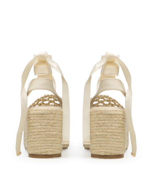 Plataforma Beige Lace Up Suela Yute 7258